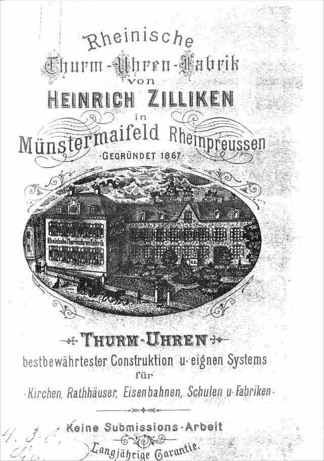 Werbung Turmuhren-Fabrik Zilliken