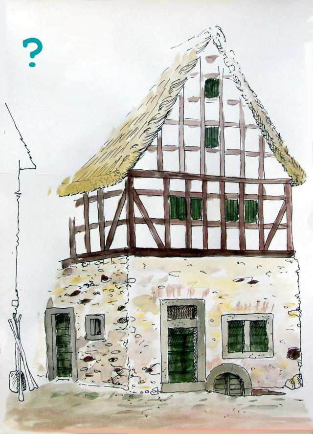 Rekonstruktion des Gebäudes für die Zeit etwa 17. Jhd.