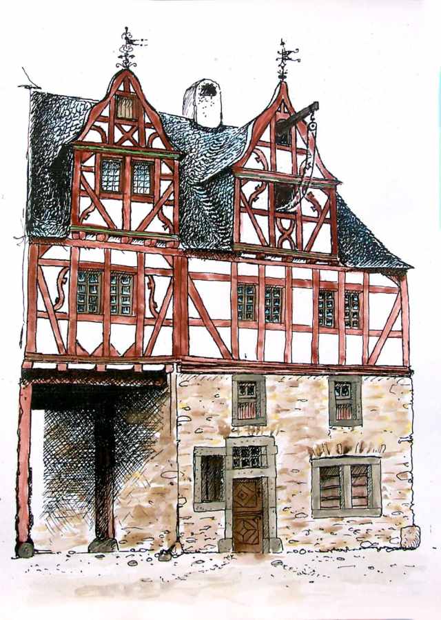 Rekonstruktion des Gebäudes für die Zeit etwa 18. Jhd.